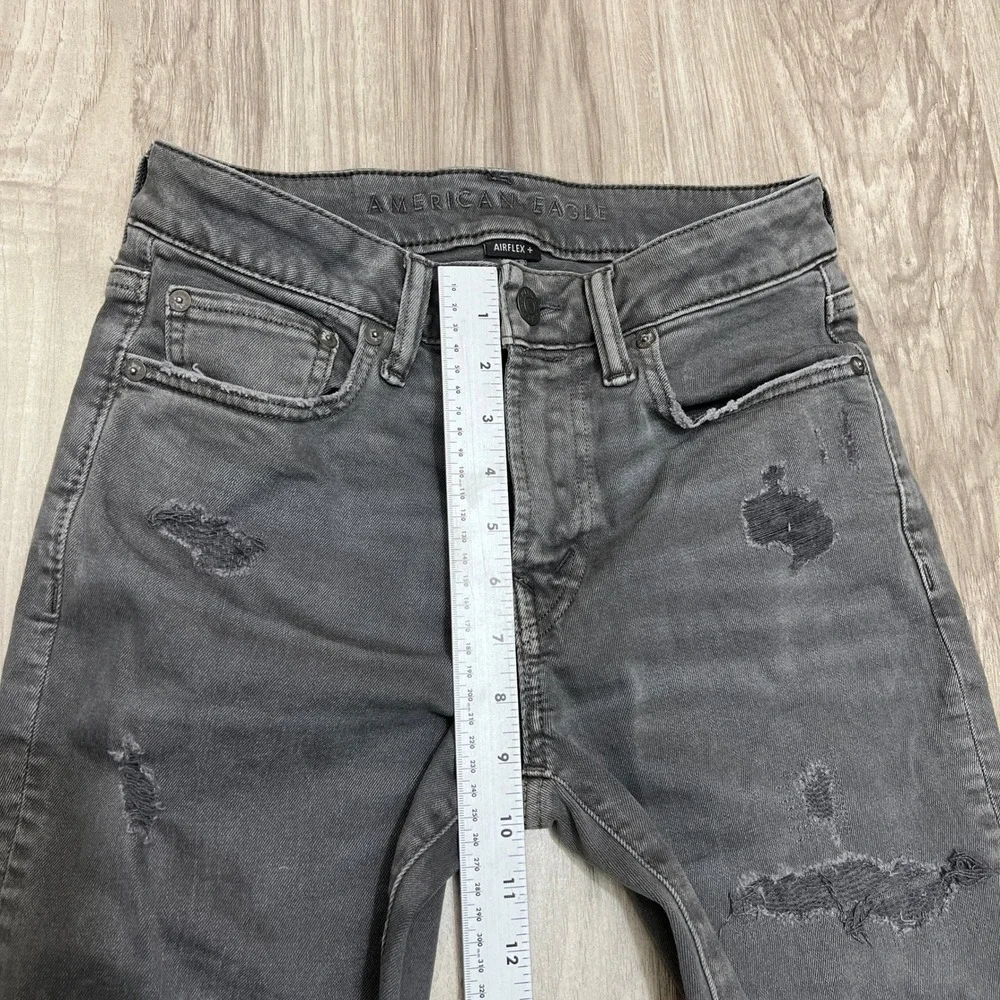American Eagle AirFlex Skinny Jeans Men's 28x30 Gray Distressed Stretch Denim